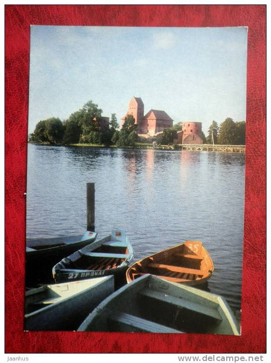 Trakai castle, XV century - boats - 1973 - Lithuania - USSR - unused - JH Postcards