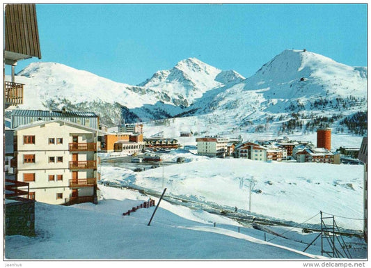 panorama con lo sfondo del M. Sises m. 2006  - Sestriere m. 2035 - Torino - Piemonte - 652-076 - Italia - Italy - unused - JH Postcards