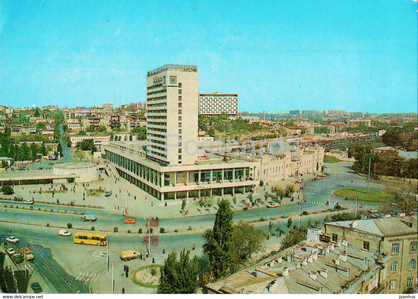 Baku - Station Square - railway station - postal stationery - 1982 - Azerbaijan USSR - unused - JH Postcards