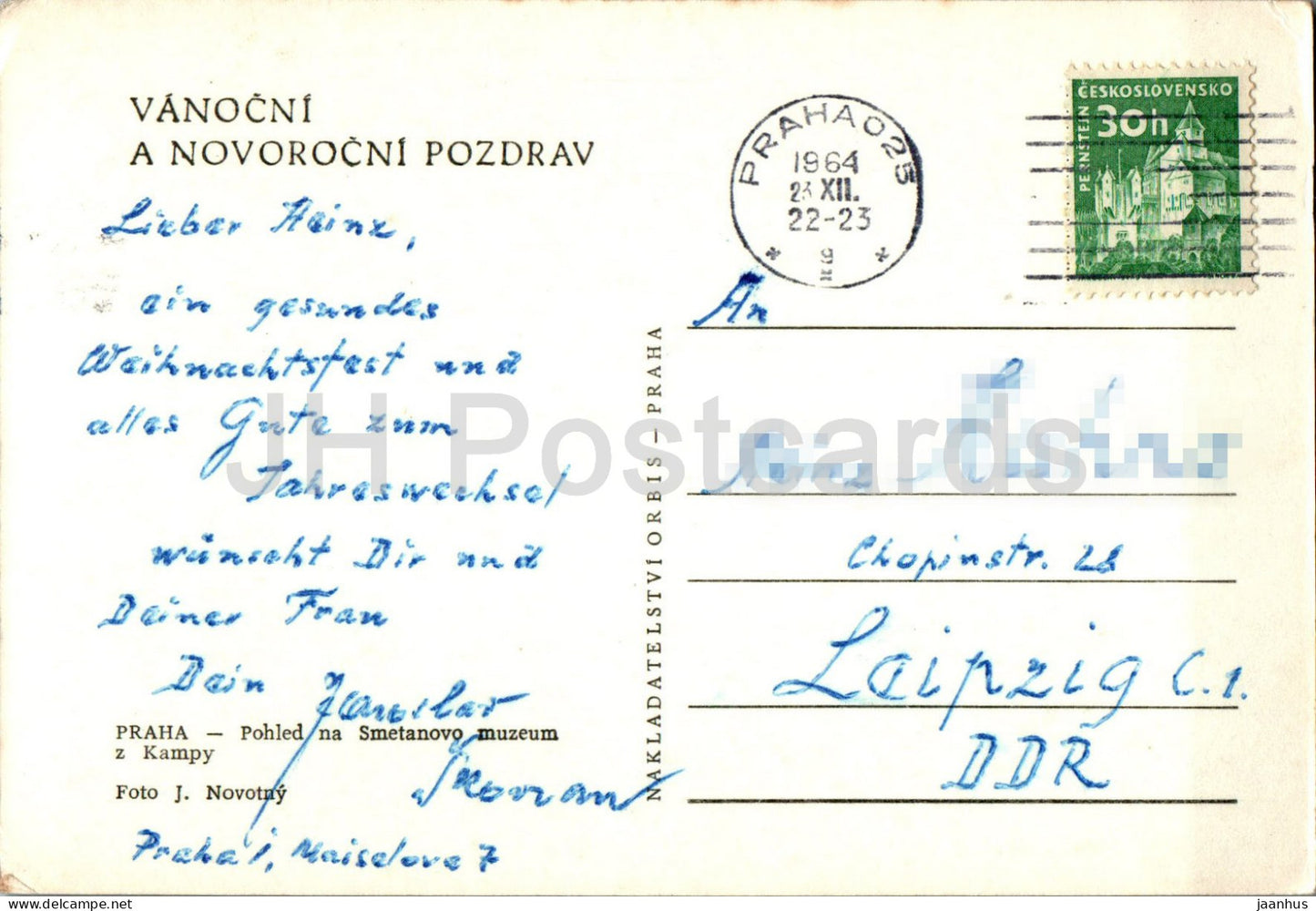 Praha - Prag - Vanocni a Novorocni Pozdrav - Neujahrsgrüße - 1964 - Tschechische Republik - Tschechoslowakei - gebraucht