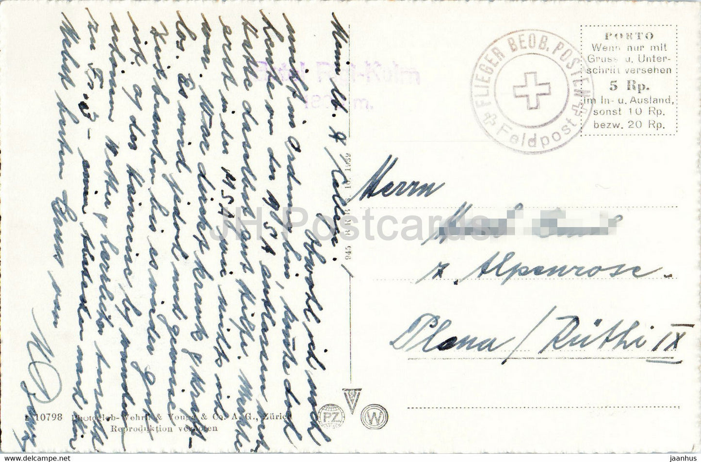 Rigi Staffel und Kulm mit Pilatus - Zugersee - Zug - Feldpost - Militärpost - alte Postkarte - Schweiz - gebraucht