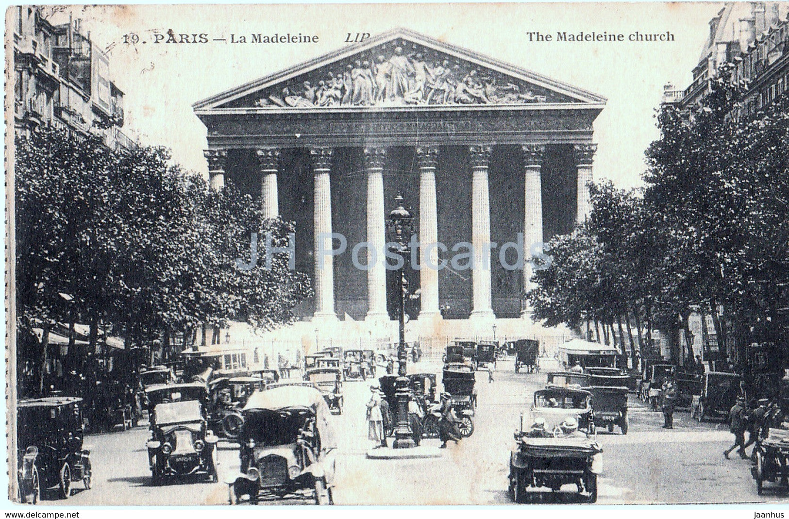 Paris - La Madeleine - The Madeleine Church - old car - 19 - LIP - old postcard - France - used - JH Postcards