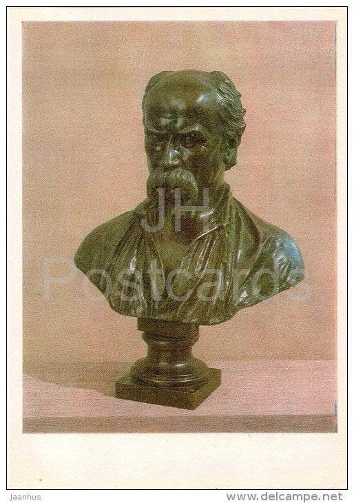 sculpture by unknown artist - Bust of  ukrainian poet Taras Shevchenko , 19. century - ukrainian art - unused - JH Postcards