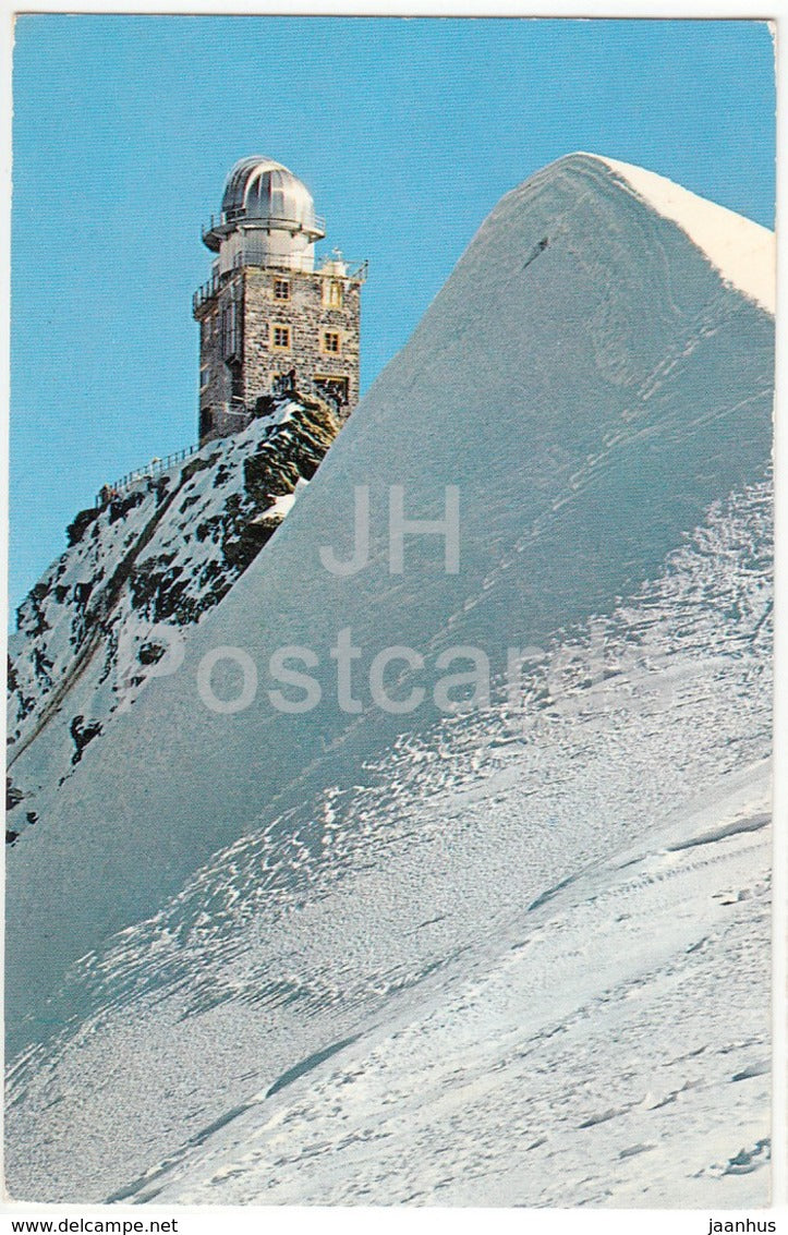 Jungfraujoch 3454 m mit meteorologischem Observatorium auf Sphinxgipfel - observatory - 8264 - Switzerland - 1971 - used - JH Postcards