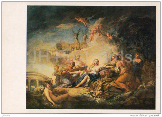 painting by Charles-André van Loo - Rest of diana - nude - naked - French art - Russia USSR - 1986 - unused - JH Postcards