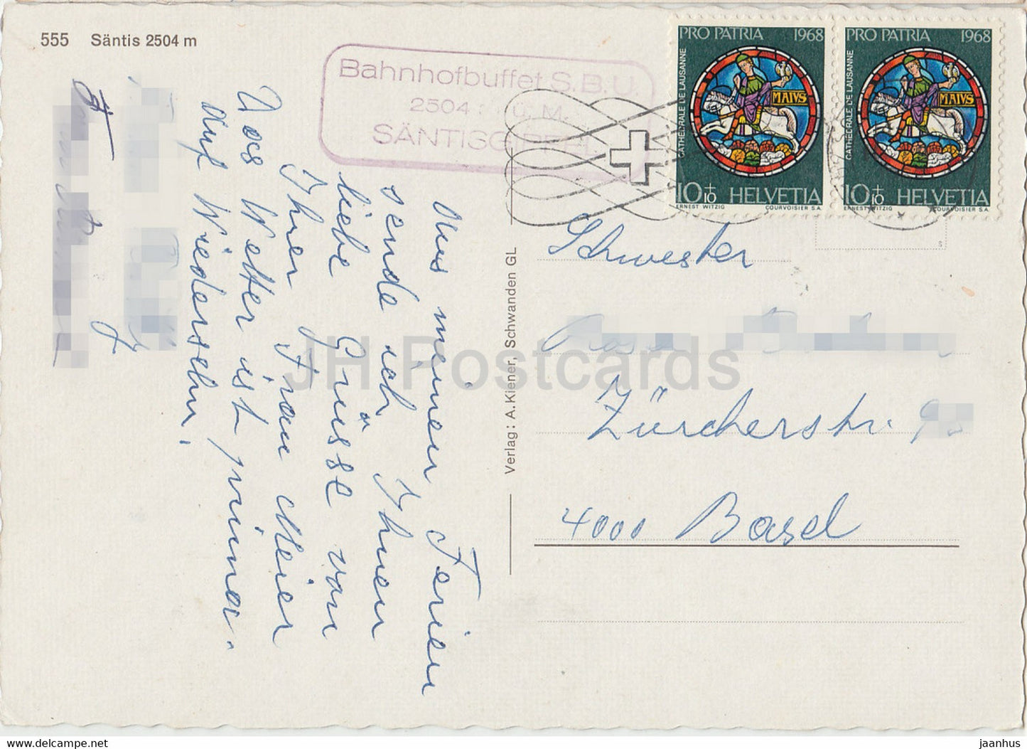 Santis 2504 m - téléphérique - 555 - 1968 - Suisse - occasion