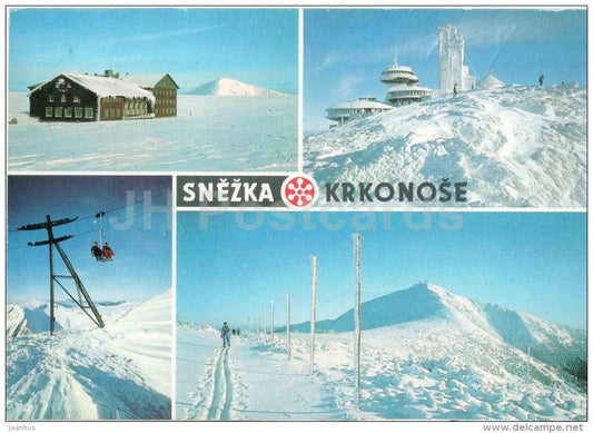 Snezka mountain - Krkonose - Highest peak of the Giant Mountains - ski resort - Czechoslovakia - Czech - used - JH Postcards