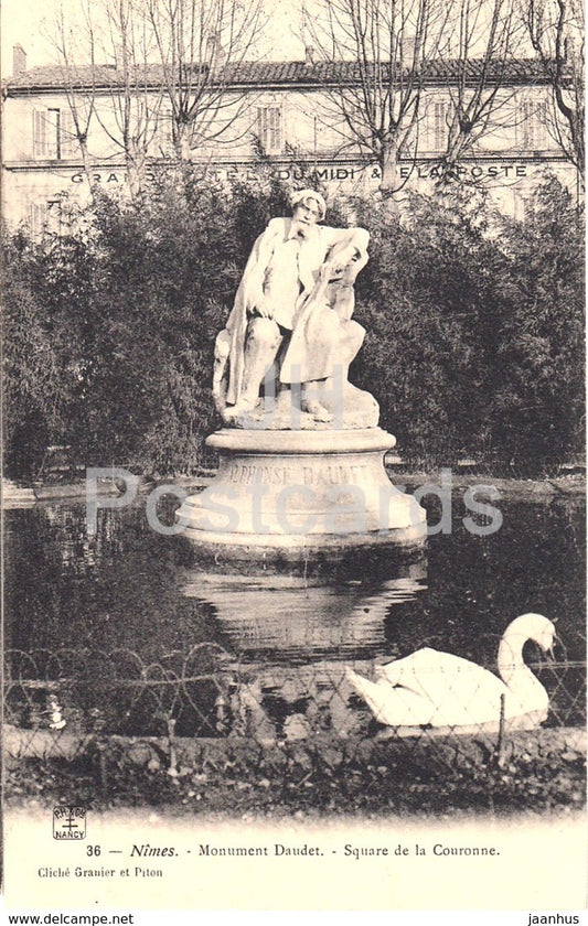 Nimes - Monument Daudet - Square de la Couronne - 36 - cathedral - old postcard - France - unused