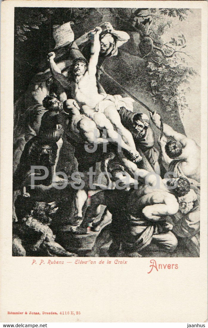 Anvers - painting by Rubens - Elevation de la Croix - dutch art - old postcard - Belgium - unused - JH Postcards