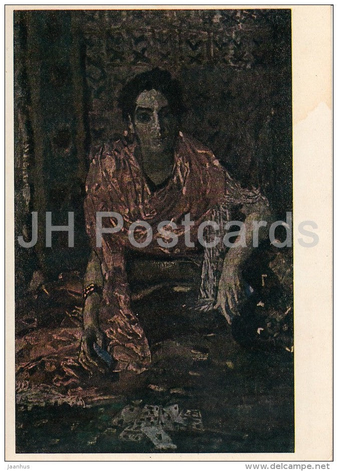 painting by M. Vrubel - Fortune-Teller , 1895 - woman - Russian art - old postcard - Russia USSR - unused - JH Postcards