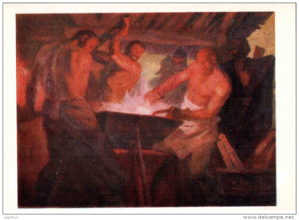 painting by G. Kirakozov - Smiths Revolution , 1969 - russian art - unused - JH Postcards
