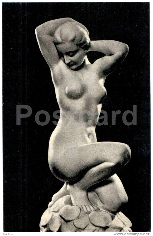 sculpture by Zsigmond Kisfaludi Strobl - Lily , 1922 - nude woman - hungarian art - unused - JH Postcards