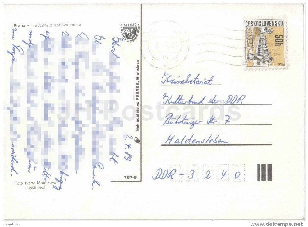 Praha - Prague - Hradcany - Charles Bridge - Czechoslovakia - Czech - used 1989 - JH Postcards
