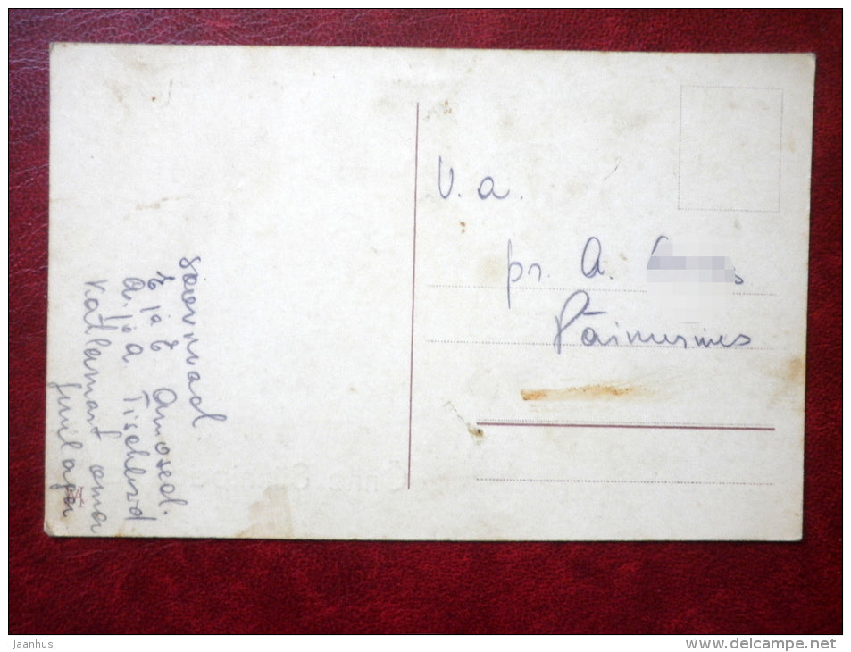 Birthday Greeting Card - child - feeding botlle - MH - 1920s-1930s - Estonia - used - JH Postcards