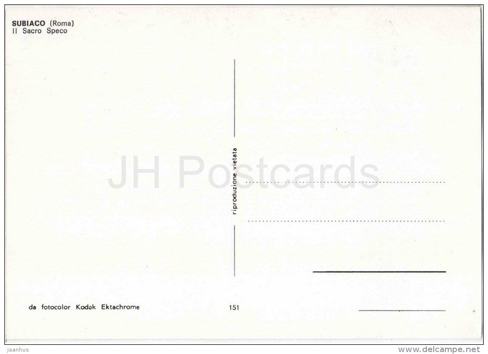 Il Sacro Speco - Subiaco - Roma - Lazio - 151 - Italia - Italy - unused - JH Postcards