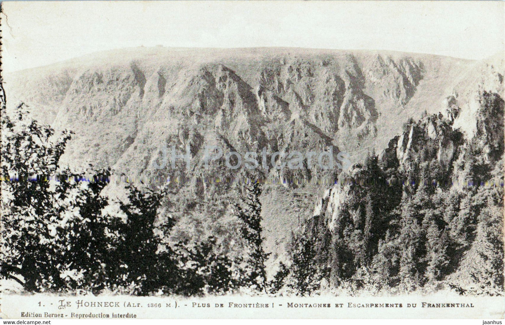 Le Hohneck - Plus de Frontiere - Montagnes et Escarpements du Frankenthal - 1 - old postcard - 1924 - France - used - JH Postcards