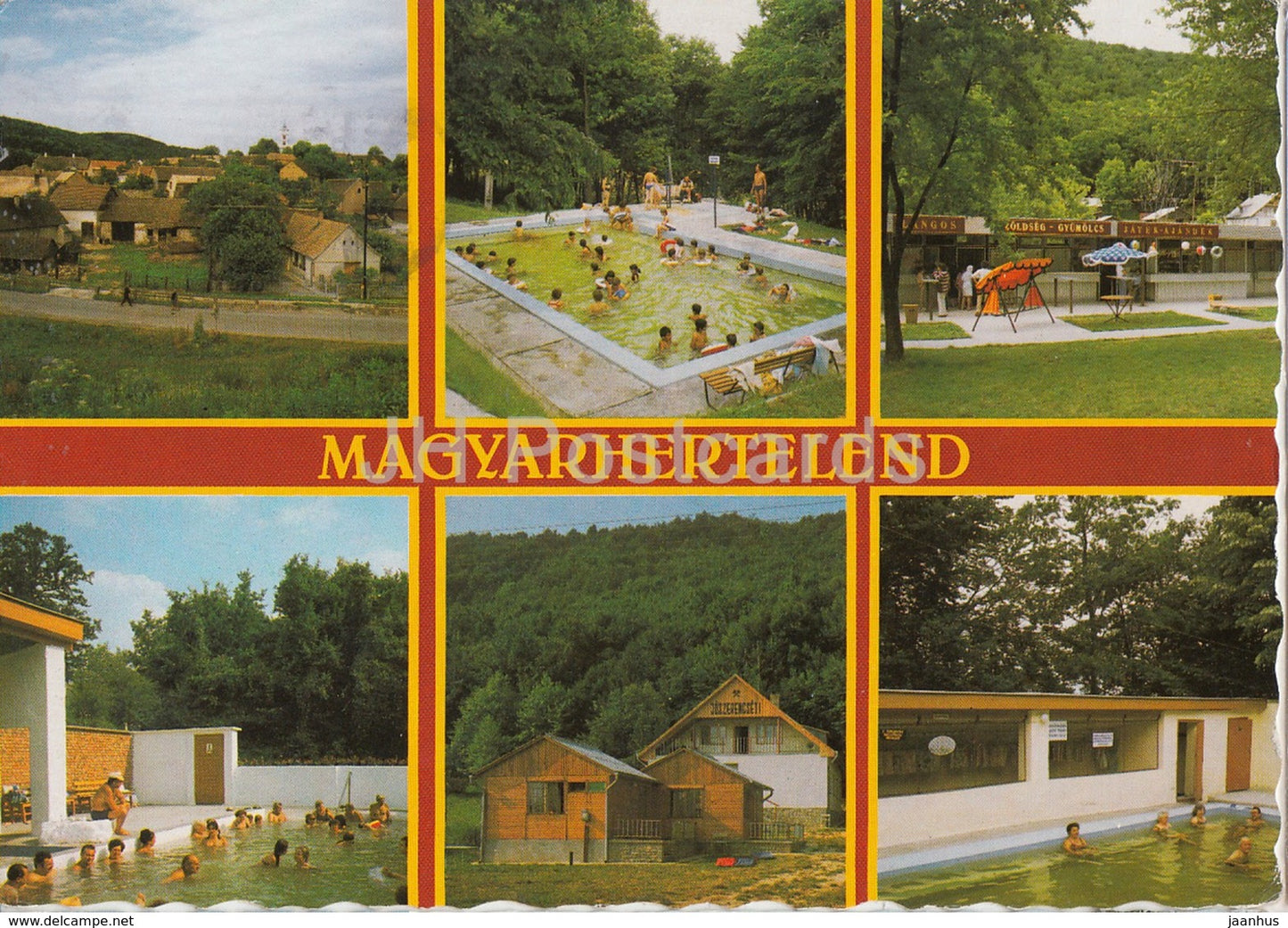 Magyarhertelend - town - pool - multiview - 1988 - Hungary - used - JH Postcards