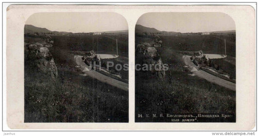 Krasnye Kamni platform - Kislovodsk - Caucasus - Russia - Russie - stereo photo - stereoscopique - old photo - JH Postcards