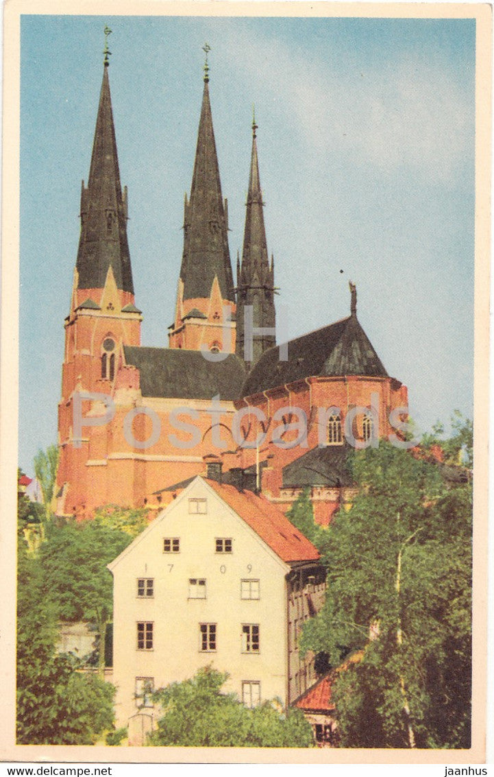 Uppsala - Domkyrkan och Skytteanum - cathedral - old postcard - Sweden - unused - JH Postcards