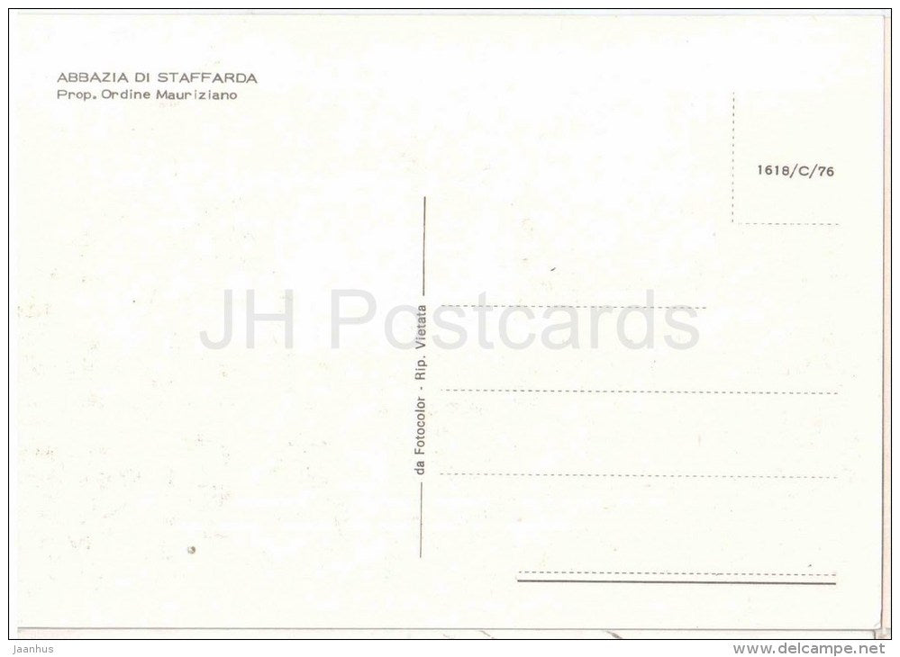 Abbazzia di Staffarda , Prop. Ordine Mauriziano - Piemonte - 1618/C/76 - Italia - Italy - unused - JH Postcards
