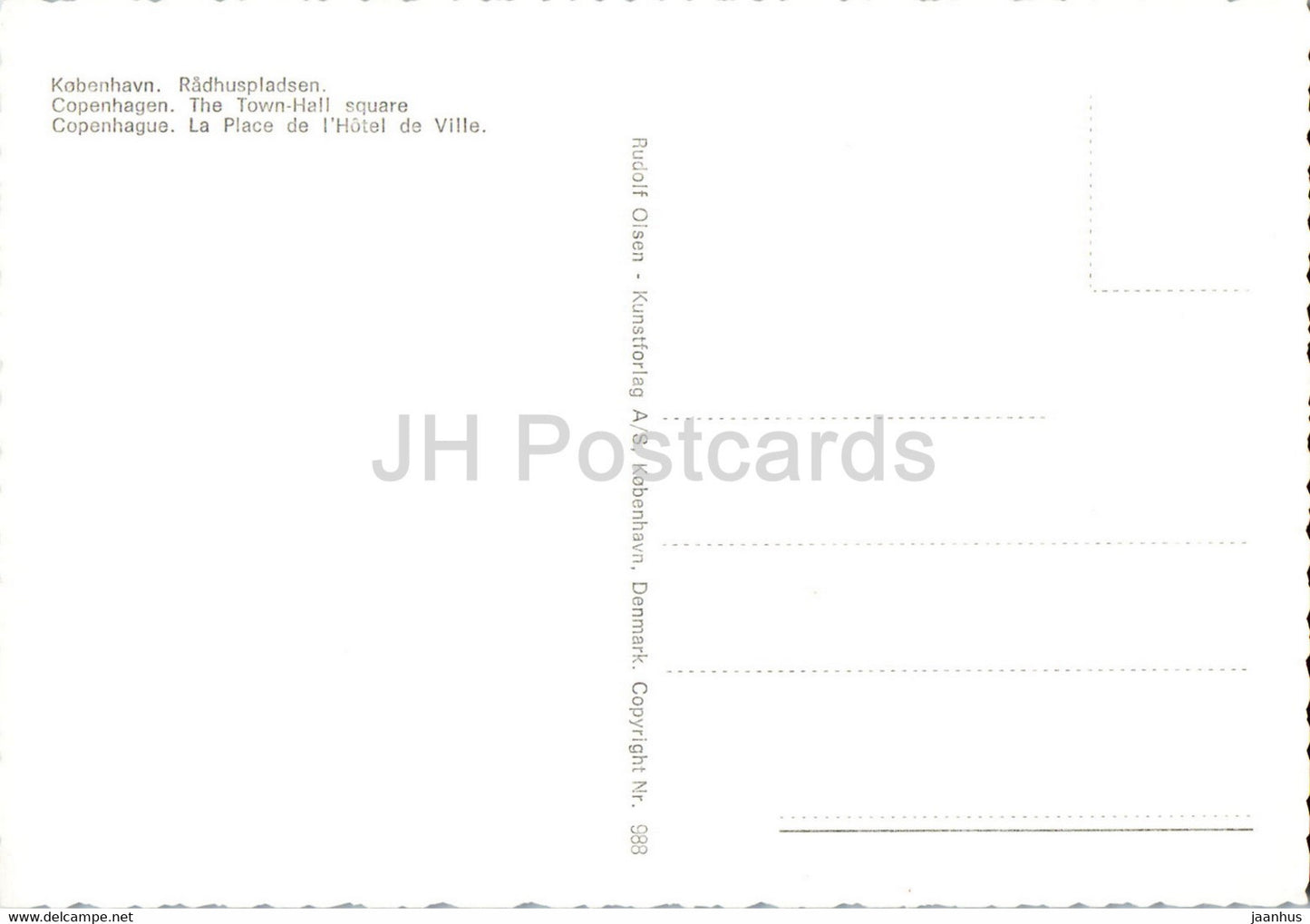 Copenhagen - The Town Hall Square - 988 - Denmark - unused
