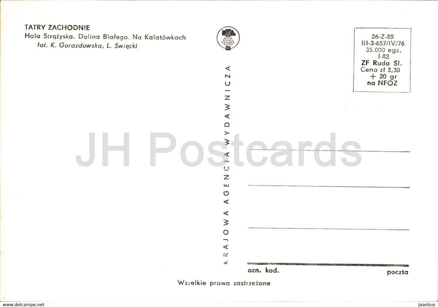 Tatry Zachodnie - Western Tatras - Hala Strazyska - Dolina Bialego - multiview - Poland - unused