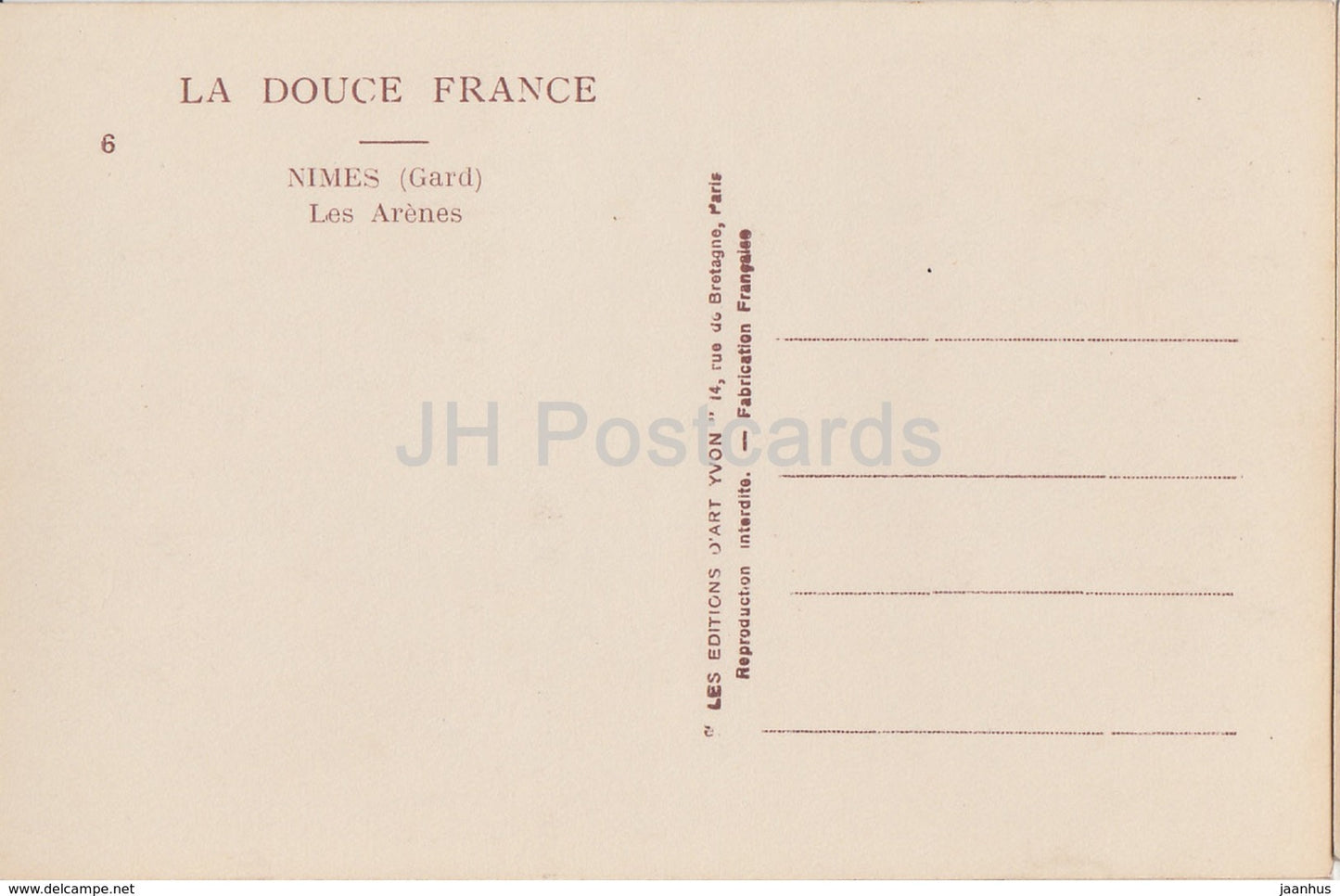 Nimes - Les Arenes - La Douce France - Ancient World - 6 - old postcard - France - unused