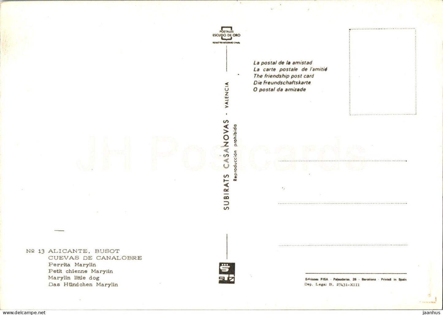 Alicante - Busot - Cuevas de Canalobre - Perrita Marylin - Marylin kleiner Hund - Höhle - 13 - Spanien - unbenutzt 