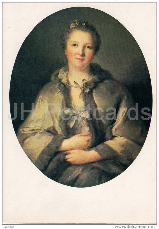painting by Jean-Marc Nattier - Lady in Gray - French art - Russia USSR - 1986 - unused - JH Postcards