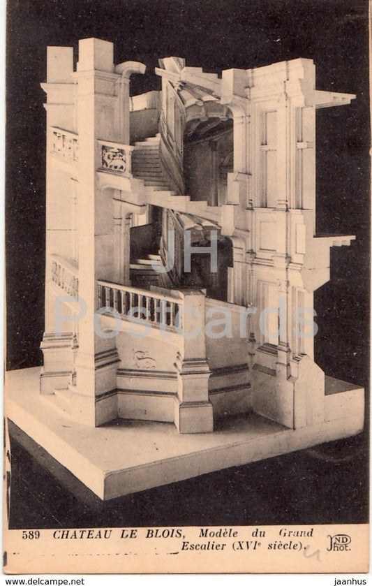 Chateau de Blois - Modele du Grand Escalier - castle - 589 - old postcard - France - unused - JH Postcards