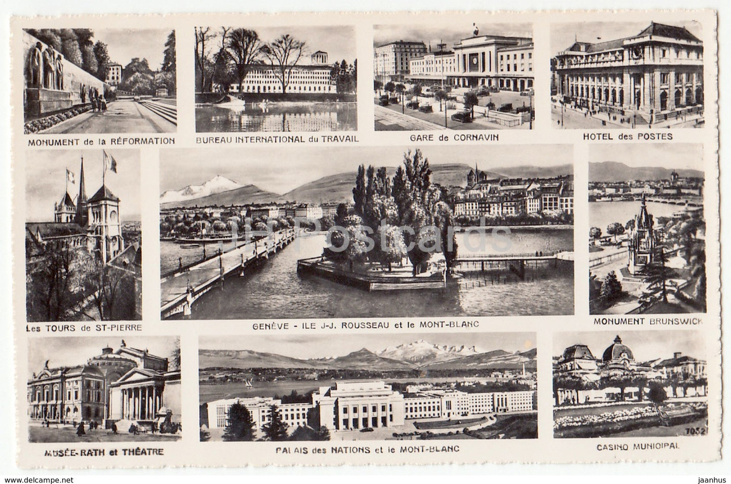 Geneve - Geneva - multiview - hotel des Postes - casino municipal - 7052 - Switzerland - old postcard - unused - JH Postcards