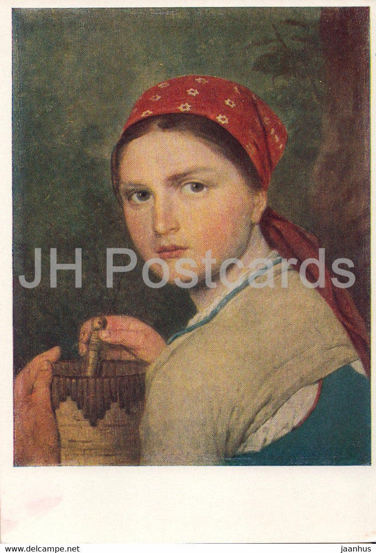 painting by A. Venetsianov - Girl with beetroot - Russian art - 1962 - Russia USSR - unused - JH Postcards