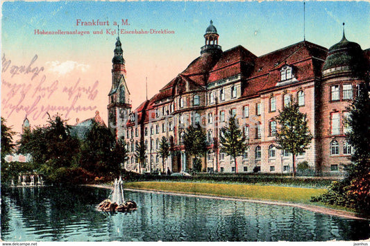 Frankfurt a M - Hohenzollernanlagen und Kgl Eisenbahn Direktion - old postcard - 1919 - Germany - used - JH Postcards