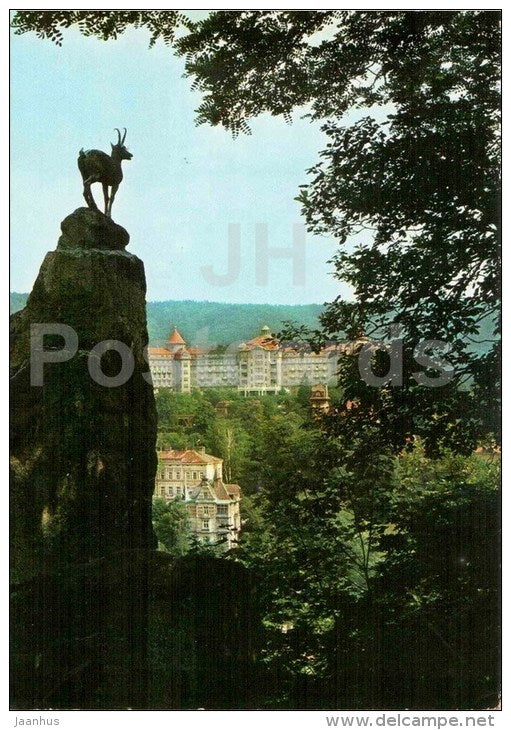 Karlovy Vary - Karlsbad - spa - Looking from the Stag´s Leap towards the sanatorium - Czechoslovakia - Czech - unu - JH Postcards