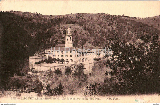 Laghet - Le Monastere - cote sud est - 1202 - old postcard - 1937 - France - used - JH Postcards
