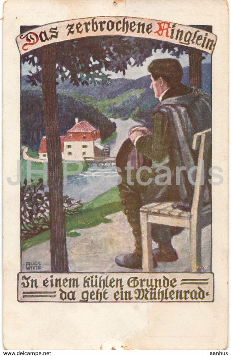 Das zerbrochene Ringlein - Bund der Deutschen in Bohmen - illustration - old postcard - unused - JH Postcards
