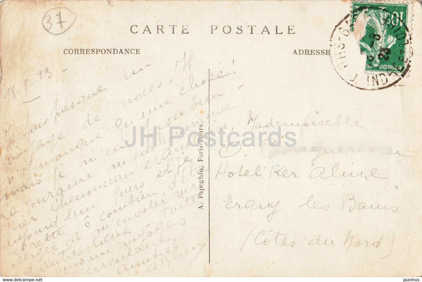 Tours - Vue Generale sur la Loire le Pont de Pierre - La Cathedrale St Gatien - 1 - old postcard - 1923 - France - used