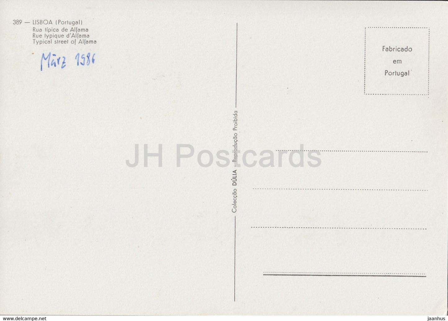 Lissabon - Lisboa - Rua tipica de Alfama - Typische Straße von Alfama - 389 - 1986 - Portugal - gebraucht