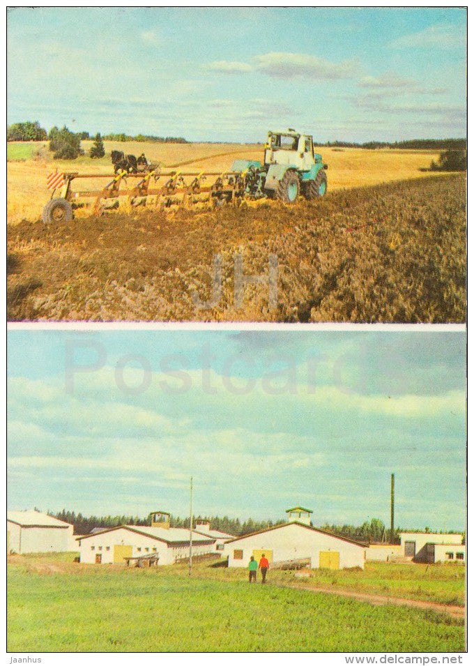 The fields activities in Tammsaare Collective Farm - Estonian writer A. H. Tammsaare - 1977 - Estonia USSR - unused - JH Postcards