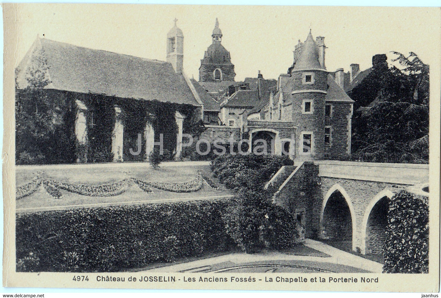 Chateau de Josselin - Les Anciens Fosses - La Chapelle et la Porteire - castle - 4974 - old postcard - France - unused - JH Postcards
