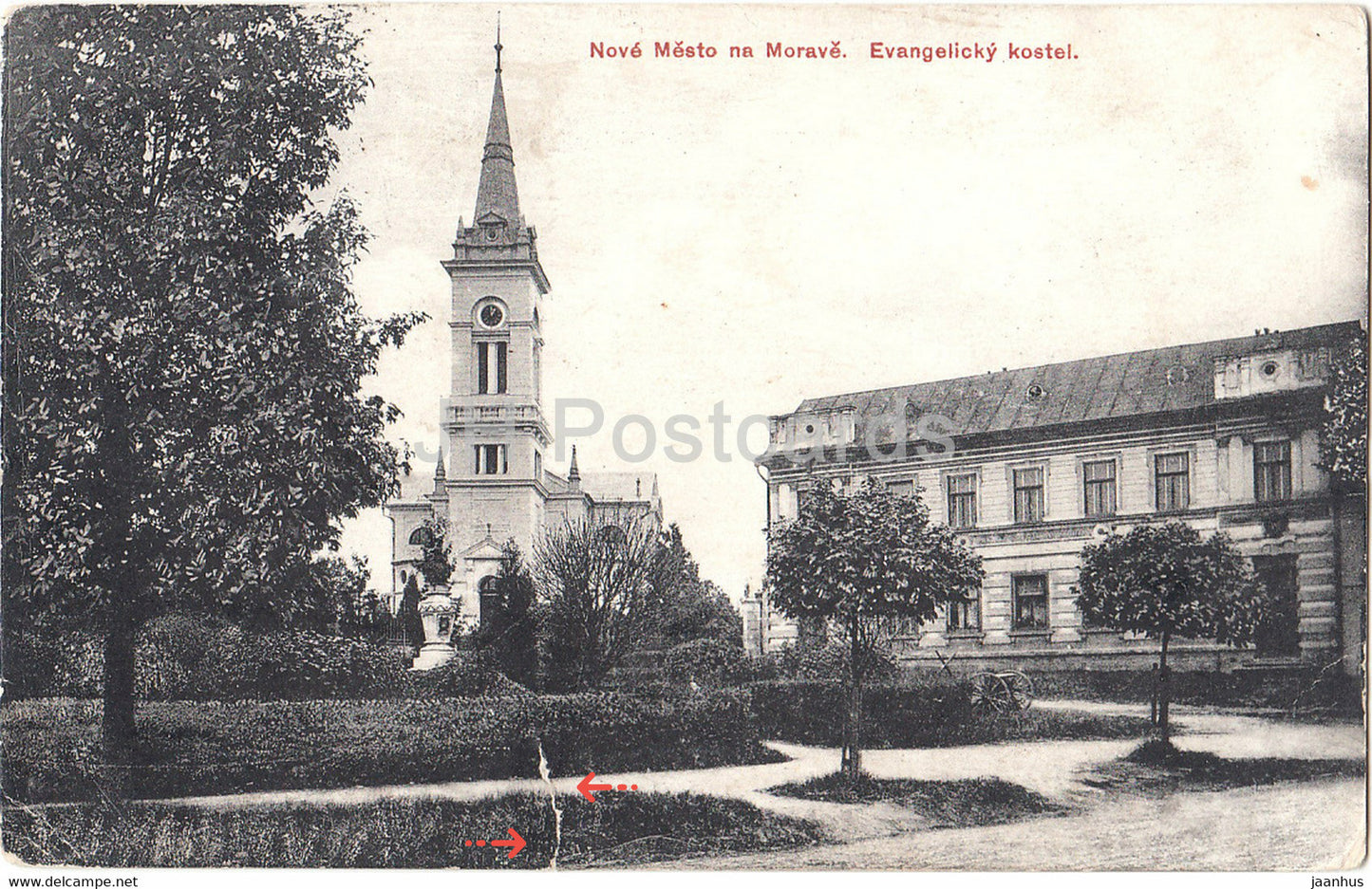 Nove Mesto na Morave - Evangelicky kostel - church - old postcard - 1916 - Czech Republic - used - JH Postcards