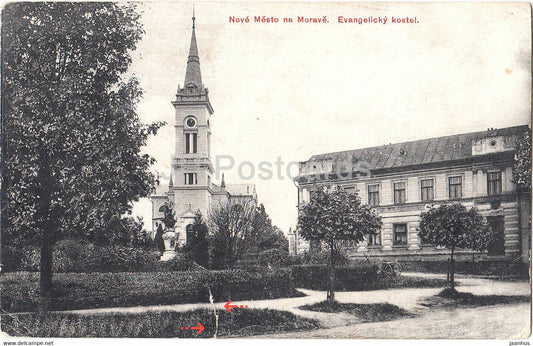 Nove Mesto na Morave - Evangelicky kostel - church - old postcard - 1916 - Czech Republic - used - JH Postcards