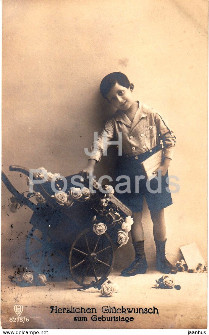 Birthday Greeting Card - Herzlichen Gluckwunsch zum Geburtstage - boy - HB 8275/6 - old postcard - 1921 - Germany - used - JH Postcards