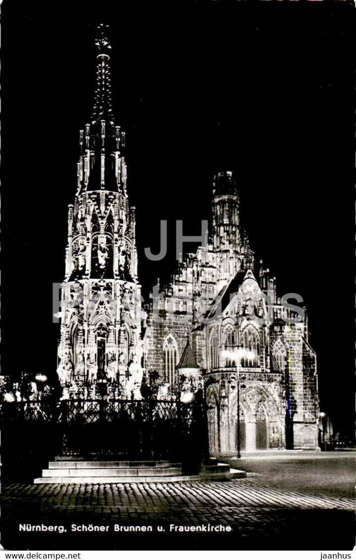Nurnberg - Schoner Brunnen u Frauenkirche - church - old postcard - Germany - unused - JH Postcards