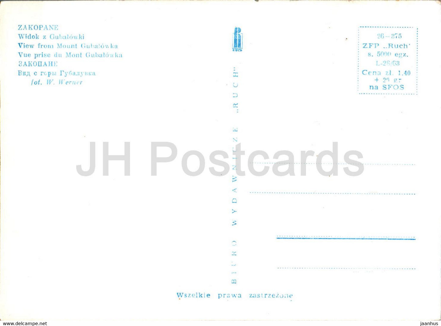 Zakopane - view from Mount Gubalowka - Poland - unused