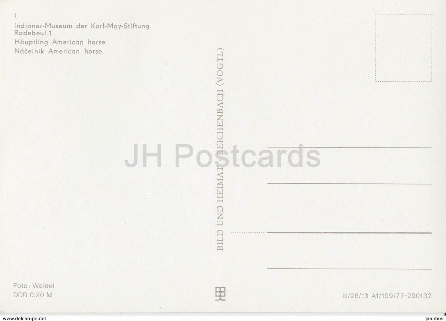 Hauptling Amerikanisches Pferd - Häuptling - Indianer - Indianermuseum Radebeul - DDR Deutschland - unbenutzt