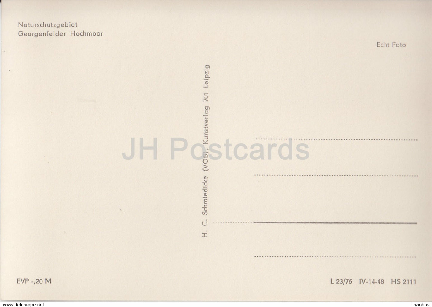 Naturschutzgebiet Georgenfelder Hochmoor - 2 - Germany DDR - unused