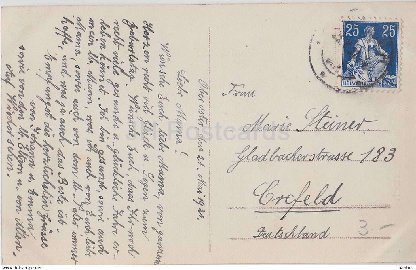 Geburtstagsgrußkarte - Herzlichen Glückwunsch zum Geburtstage - Junge - HB 8275/6 - alte Postkarte - 1921 - Deutschland - gebraucht