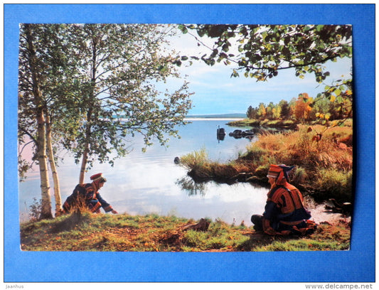 Saami - folk costumes - Lapland - circulated in Finland 1976 , Kemijärvi - Finland - used - JH Postcards