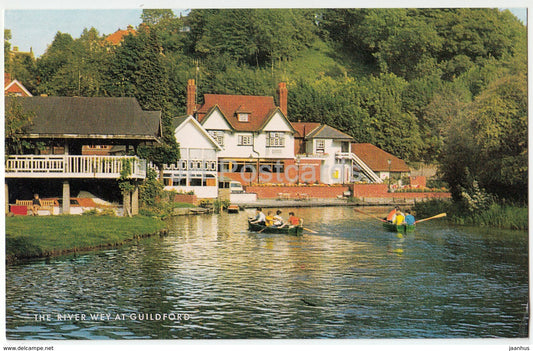 The River Wey at Guildford - boat - 1975 - United Kingdom - England - used - JH Postcards
